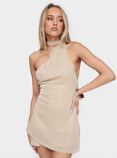 Infinito Scarf Tie Mini Dress Champagne