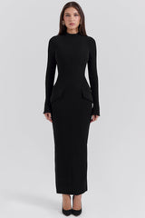 black turtleneck maxi dress