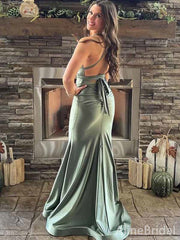Elegant Olive Green V-neck Mermaid Long Prom Dress, Evening Dress, PD381780