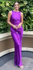Modest Purple SleevelessLong Mermaid Evening Dress, Prom Dress, PD381884