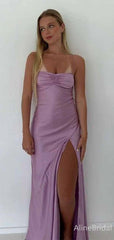Chic Purple Strapless Long Prom Dress with Slit, PD381949