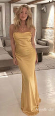 Minimalist Spaghetti Straps Mermaid Long Prom Dress, Evening Dress, PD382008