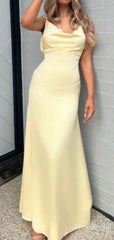 Unique Yellow Mermaid Long Prom Dress, Evening Dress, PD382162