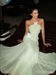 Sexy Mint Green Halter Long Mermaid Prom Dress, Evening Dress, PD382180