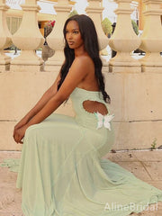 Sexy Mint Green Halter Long Mermaid Prom Dress, Evening Dress, PD382180