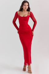 scarlet long sleeve maxi dress