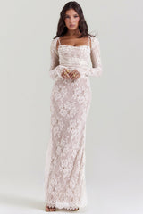 vintage cream lace maxi dress