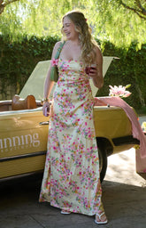 Blaise Yellow Bloom Satin Maxi Dress