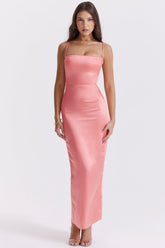 bright peach maxi dress
