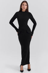 black turtleneck maxi dress