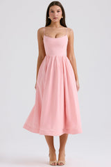 rose pink cotton corset sundress