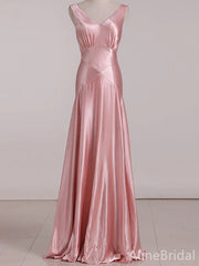 Elegant V-neck Pink Trumpet Long Prom Dress, Evening Dress, PD37749