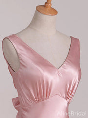 Elegant V-neck Pink Trumpet Long Prom Dress, Evening Dress, PD37749