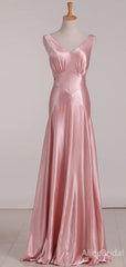 Elegant V-neck Pink Trumpet Long Prom Dress, Evening Dress, PD37749