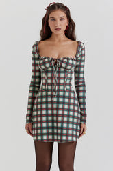 red tartan corset mini dress
