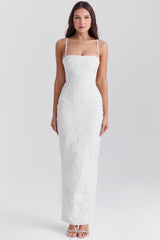 white floral lace maxi dress