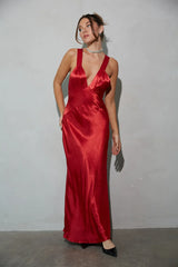 Illianna Open Back Satin Maxi Dress