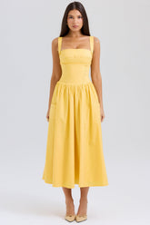 apricot cotton midi sundress