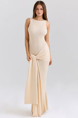 champagne waterfall maxi dress