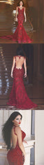 Red Mermaid Backless Sexy Party Elegant Evening Cocktail Prom Dress,PD0077