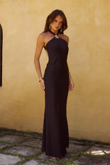 CHARA LOW CROSS BACK MAXI DRESS - BLACK