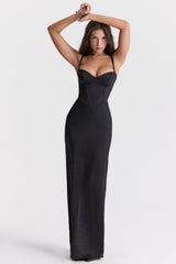 black corset maxi dress