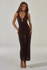 ARIYA SLEEVELESS KNIT MAXI DRESS - CHOCOLATE METALLIC