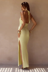 LILABELLE HALTER KNIT MAXI DRESS - LEMON