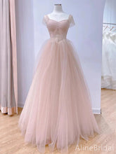 Elegant Light Pink Sweetheart Beading A-line Long Layered Tulle Prom Dress,PD38046