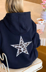 Beginning Navy Leopard Star Hoodie