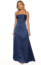 Blaise Navy Satin Prom Dress