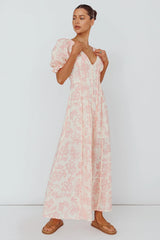 Sitting Pretty Pintuck Pleat Puff Sleeve Dress Pink