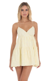 Floral Babydoll Wrap Dress in Yellow