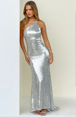 Riella Silver Sequin Maxi Dress