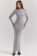 light grey bodycon maxi dress
