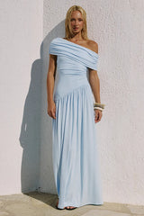 MALANI ONE SHOULDER MAXI DRESS - BLUE