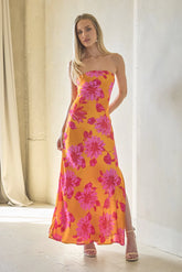 Santana Floral Satin Maxi Dress