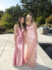 Elegant Strapless Corset Top Pleated Pink Soft Mermaid Prom Dress,Formal Dress, PD382272