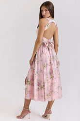 pink floaty chiffon midi sundress