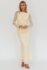 Luna Love Long Sleeve Mesh Maxi Dress Cream