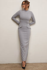 light grey bodycon maxi dress