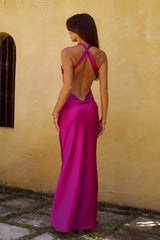 CHARA LOW CROSS BACK MAXI DRESS - MAGENTA