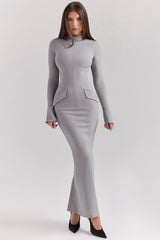 light grey bodycon maxi dress