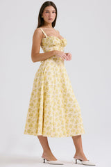 buttercup vintage floral print cotton bustier sundress