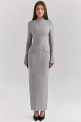 light grey bodycon maxi dress