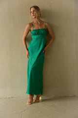 Adelai Open Back Satin Maxi Dress