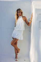 Journi High Neck Mesh Mini Dress