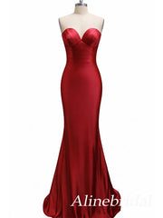 Sexy Red Strapless Long Mermaid Prom Dress, Evening Dress, PD382026