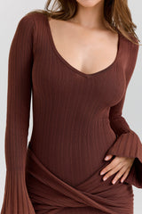 chocolate brown draped maxi dress