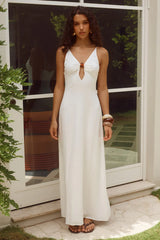 UNITY LOW PLUNGE MAXI DRESS - WHITE